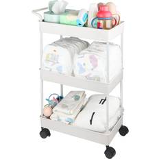 Plastic Accessories Baby diaper caddy, plastic movable cart for newborn nursery essentials diaper. Beige 3.02 Pounds