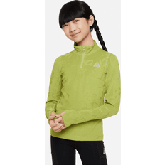 Nike Girls Base Layer Children's Clothing Nike ACG Therma-FIT Big Kids' Girls' 1/4-Zip Long-Sleeve Top in Green, FD2871-377