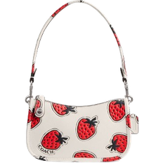 Coach Swinger Bag 20 With Strawberry Print - Silver/Chalk Multi