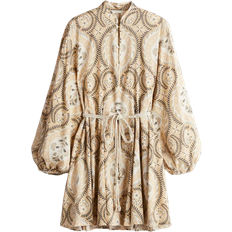 Kurze Kleider H&M Macrame Belt Dress - Beige/Patterned