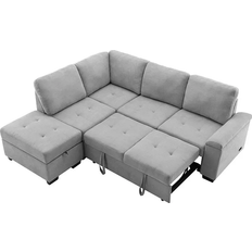Simplie Fun L-Shaped Sleeper Grey Sofa 87" 3 Seater