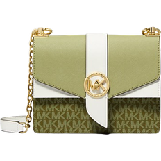 Michael Kors Greenwich Small Color-Block Logo and Saffiano Crossbody Bag - Smoky Olive Multi