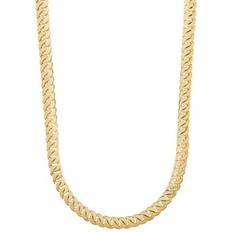 Italian Gold Flat Cuban Link Chain Necklace - Gold