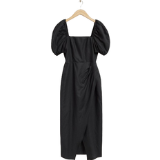 & Other Stories Fitted Puff Sleeve Dress - Black