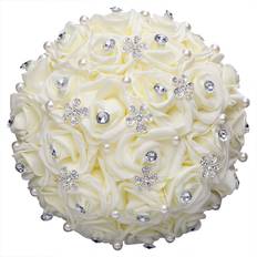 GoldenPlayer Bridal Bouquet for Brides or Bridesmaids Ivory Decorative Item