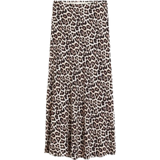 Midiröcke - S H&M Crepe Skirt - Light Beige/Leopard Print