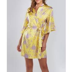 Yellow Robes iCollection Women's Fiona Satin Print Robe, Yellow-Purple