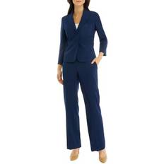 Blue - Women Suits Le Suit Crepe Two-Button Blazer & Pants, Regular and Petite Sizes Indigo