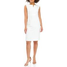 Knee Length Dresses Kasper Notched-Neck Sheath Dress Vanilla Ice