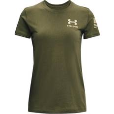 Sportswear Garment - Women T-shirts & Tank Tops Under Armour Freedom Flag T-shirt - Marine Green /Desert Sand