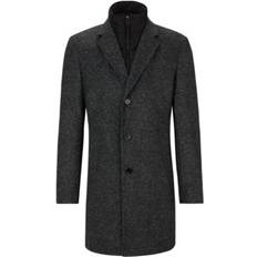 Hugo Boss Men Coats Hugo Boss Men's Slim-Fit Patterned Coat Black 46R