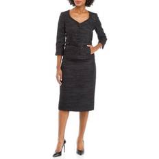 Women Suits on sale Le Suit Women's Metallic Tweed Belted Jacket & Pencil Skirt Suit Black Multi
