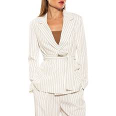 M - Women Suits Alexia Admor Women's Olya Blazer Jacket, Beige, Beige Stripe