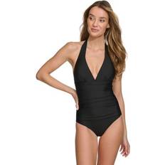 XXL Swimsuits DKNY Women's Tie-Back Halter-Style One-Piece Swimsuit Black