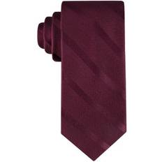 Tommy Hilfiger Red Ties Tommy Hilfiger Men's Solid Textured Stripe Tie Burgundy ONE SIZE