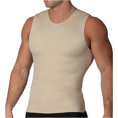 Beige Tank Tops Insta Slim Men Compression Sleeveless Crewneck, Nude