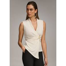 L Blouses Donna Karan Women's Sleeveless V-Neck Top Cream