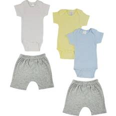 Bambini Mix N Match Short Sleeve Bodysuits & Shorts Set 5-pieace - Grey/ Yellow/ Blue/ White 2