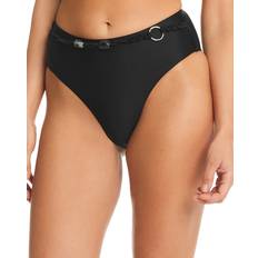 Red Bikini Bottoms Red Carter Women's Belted High-Waist Bikini Bottoms Black