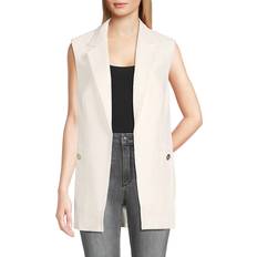 Tommy Hilfiger Women Vests Tommy Hilfiger Women's Solid Notched-Collar Open-Front Vest Ivory