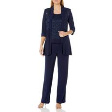 Blue - Women Suits R&M Richards Womens Lace Sequined Pant Suit