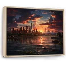 Latitude Run Sunset Twilight Rendezvous Natural Floater Framed Art 30x40"