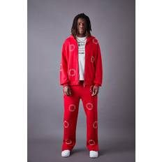 L - Rot Anzüge boohooMAN Mens Oversized Zip Through Dash Split Hem Tracksuit Red