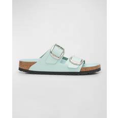 Birkenstock Slides Birkenstock Arizona Leather Dual-Buckle Slide Sandals SURF GREEN