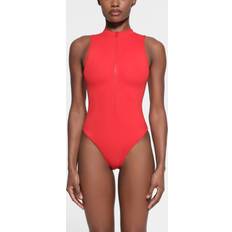 SKIMS Red Swimsuits SKIMS Zip Front Sleeveless One Piece Red Signature