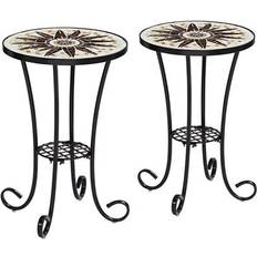 Black Nesting Tables Sunburst Mosaic Black Nesting Table