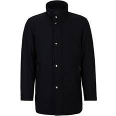 Hugo Boss Men Coats Hugo Boss Men's Melange Relaxed-Fit Coat Dark Blue 46R