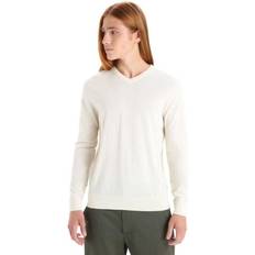 Herre - L - Merinoull - Strikkegensere Icebreaker Wilcox LS V Sweater Men Chalk