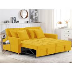 YODOLLA 3-in-1 Convertible Sleeper Loveseat Yellow Sofa 69" 2 Seater