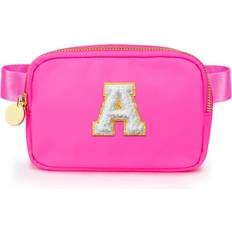 Sold by: DANCOUR, Chenille A Patch Nylon Belt Bag Hot Pink Fanny Pack For Women Crossbody Bag Waist Pack Bum Bag
