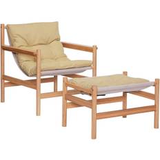 Hübsch Heritage with Footstool Natural/Yellow Sessel 82cm