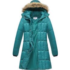 Turquoise - Women Coats Haute Edition Women's Mid-Length Puffer Parka Coat with Faux Fur-Lined Hood 1X Teal 1X