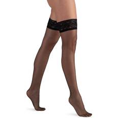 Support Pantyhose LECHERY Women's 1-Pack Matte Sheer Denier Thigh Highs Black L/XL