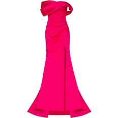 Milla Thigh Slit Princess Strapless Gown - Fuchsia