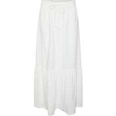 Lange Röcke - Weiß Vero Moda Pretty High Waist Long Skirt - White/Snow White