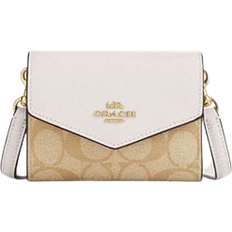 Coach Mini Envelope Wallet With Strap In Signature Canvas - Signature Canvas/Gold/Light Khaki Chalk