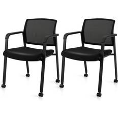 Costway Stackable Rolling Mesh Black Office Chair 32" 2pcs