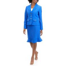 Polyester - Women Suits Le Suit Le Suit Three-Button Jacket & Flounce-Hem Skirt, Regular & Petite Cornflower