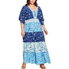 Avenue Short Dresses Avenue MAXI DAISY TIERED Blues Floral Mix