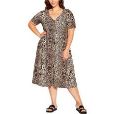 Avenue Short Dresses Avenue Womens Animal Print Jersey Shirtdress