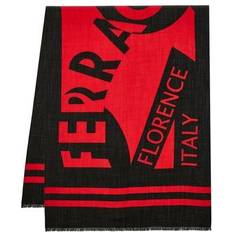 Ferragamo Red Scarfs Ferragamo Intarsia Knit-logo Wool Scarf