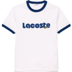 Lacoste White T-shirts Lacoste Men's Printed Contrast Accent T-shirt - White/Blue