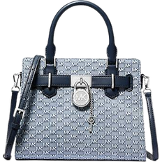 Michael Kors Women Handbags Michael Kors Hamilton Small Logo Embossed Washed Satchel - Denim