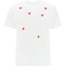 Comme Des Garcons Heart Pattern Round Neck T-shirt - White