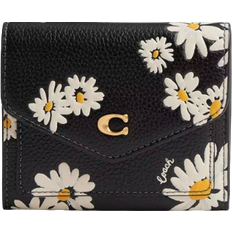 Coach Wyn Small Wallet With Floral Print - Brass/Black Multi