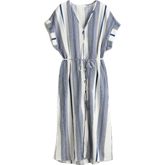 Midikjoler H&M Crepe Dress - White/Blue Striped